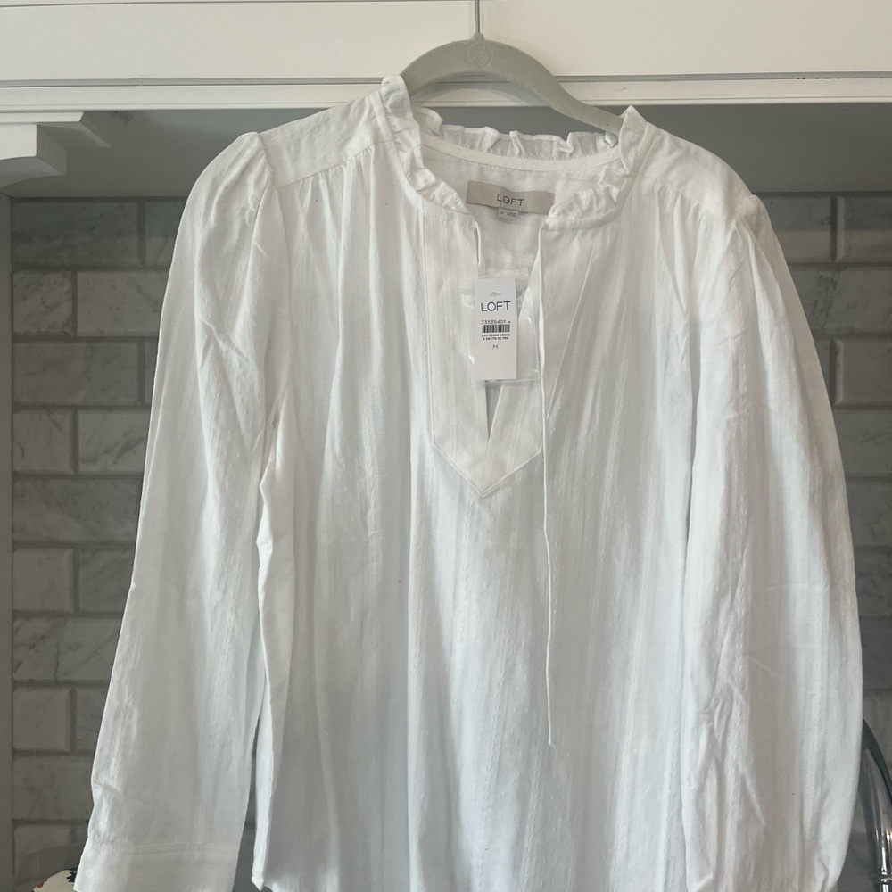 LOFT Crisp White Long Sleeve Top
